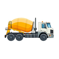 Fototapeta premium Cement truck transporting concrete at a construction site PNG image with transparent background 