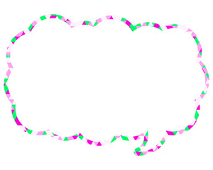 ステンドグラス風吹き出し　三角形模様　細長い雲形