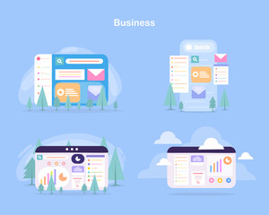 A clean blue dashboard app screen design for data tracking and business interface visualization