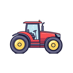 Tractor on display in a field during sunny weather