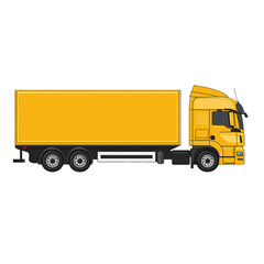 Yellow delivery truck parked on a city street PNG image with transparent background 