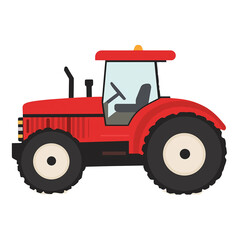 Obraz premium Red tractor parked on farm during daytime PNG image with transparent background 