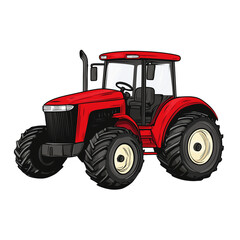 Obraz premium Bright red tractor parked on rural farmland PNG image with transparent background 