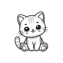 Cartoon Animal Cute Illustration Vector Design Black and White