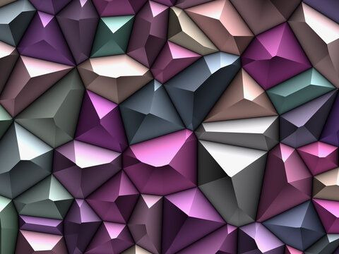 Colorful crystal blocks show intricate geometric patterns
