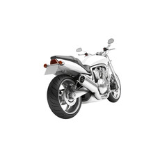 Obraz premium Sleek White Cruiser Motorcycle - Rear View