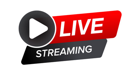 Live Streaming Button Showing Play Icon for Broadcasting or Webcast