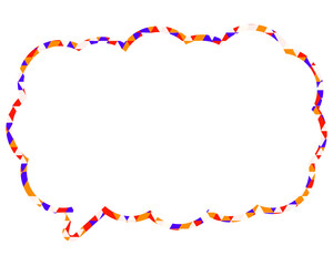ステンドグラス風吹き出し　三角形模様　細長い雲形