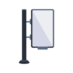Blank vertical billboard standing on a pole displaying advertising information