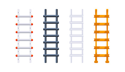 Four colorful ladders standing on white background © Graphic Gurus