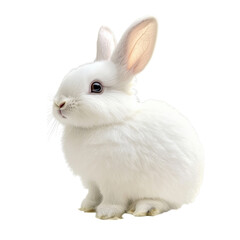 Obraz premium White domestic rabbit sitting, isolated on transparent background