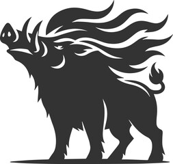 Vector silhouette of a boar animal