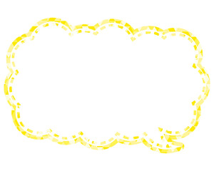 ステンドグラス風吹き出し　三角形模様　細長い雲形