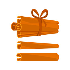 Cinnamon Sticks Tied with Ribbon and Isolated on White Background