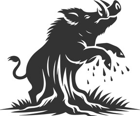 Vector silhouette of a boar animal