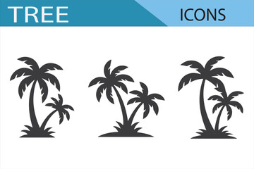 Obraz premium Simple palm tree icon set, tropical nature vector illustration for design projects