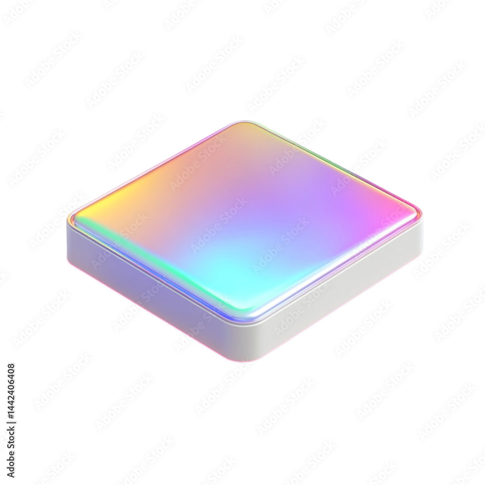 Poster iridescent square platform on colorful striped background product display mockup