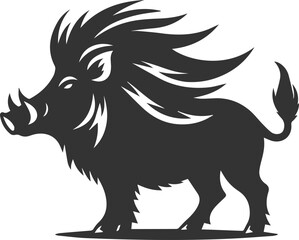 Vector silhouette of a boar animal