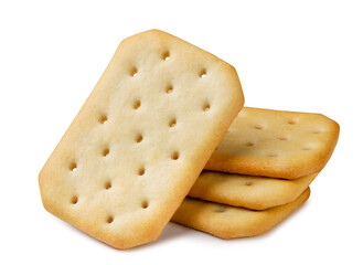 Crackers close-up on a white background. Isolated