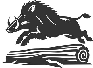 Vector silhouette of a boar animal