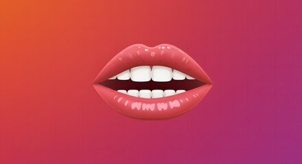 Obraz premium Open Lips with White Teeth on Gradient Background