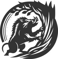Vector silhouette of a boar animal
