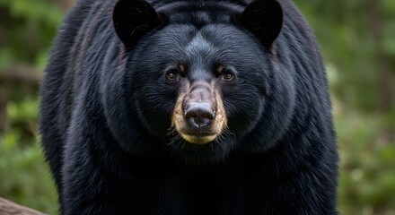 Fototapeta premium Black Bear Staring Straight Ahead in Forest Setting