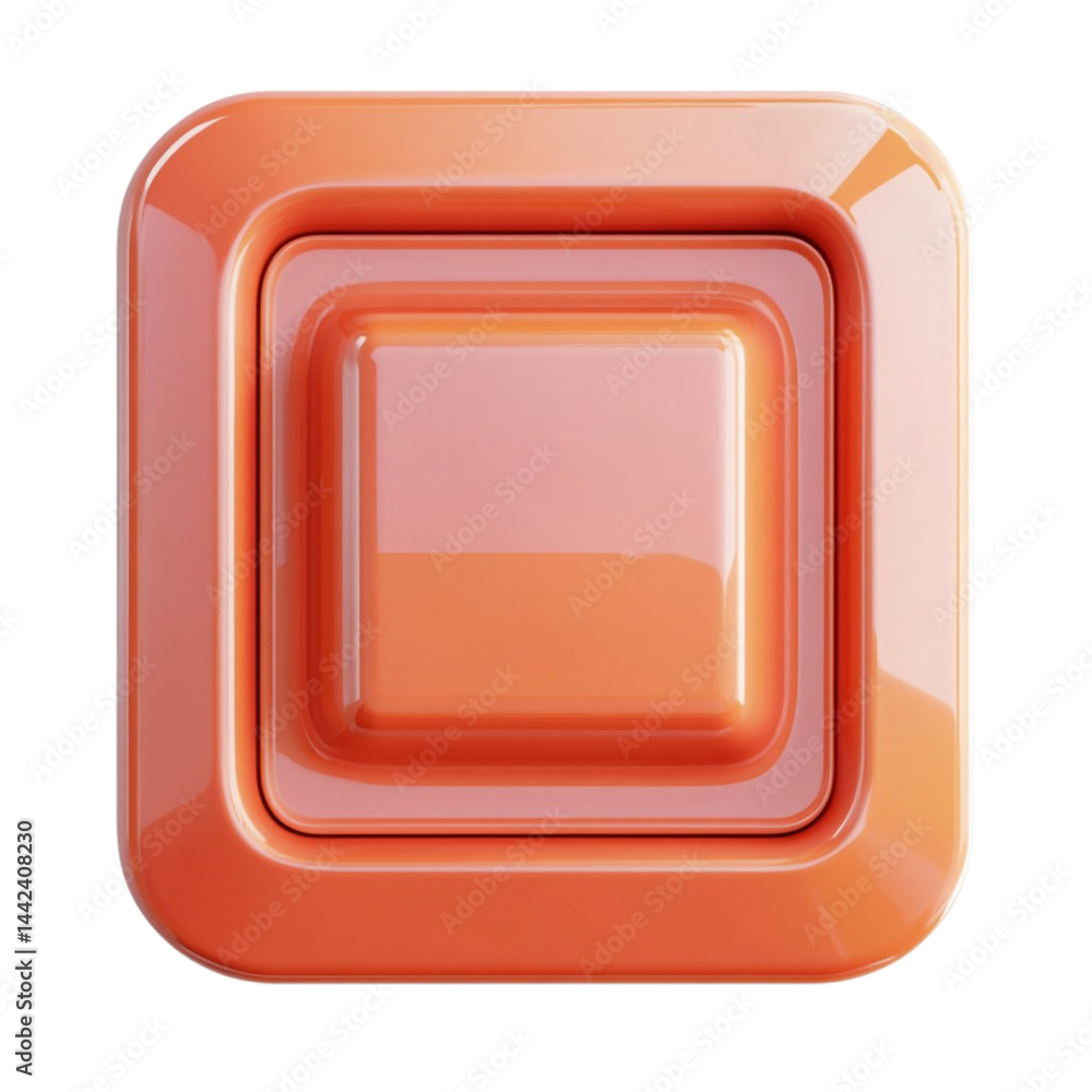 Aufkleber orange square button glossy design modern interface element
