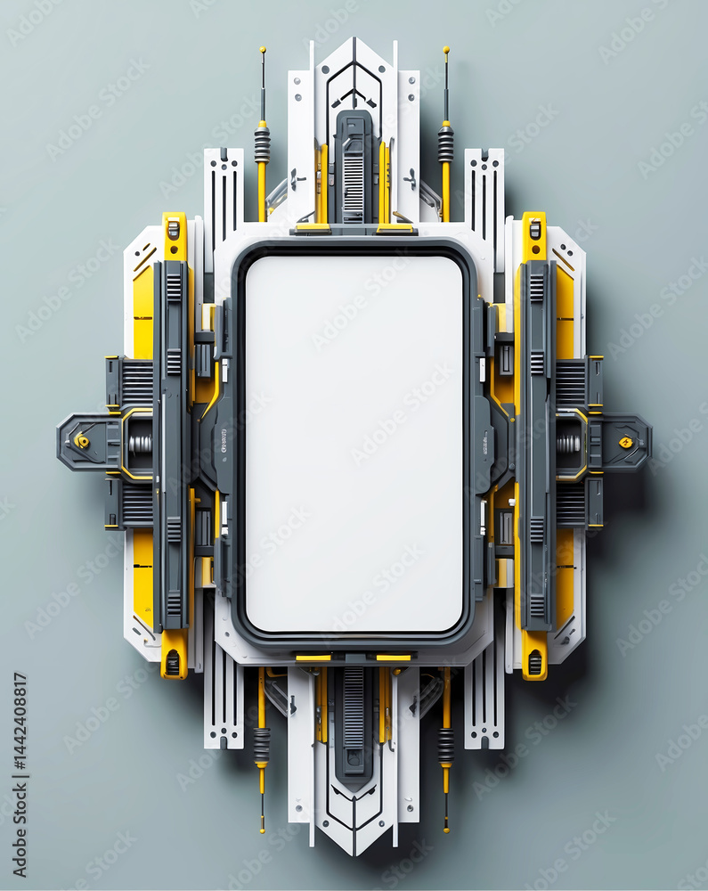 Poster futuristic interface with blank screen
