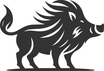 Vector silhouette of a boar animal