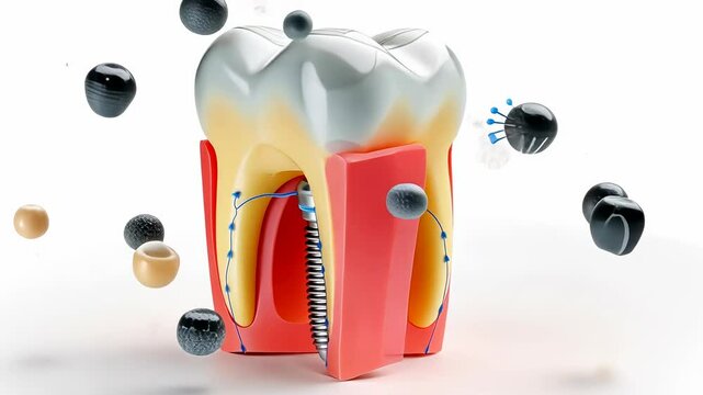 Implantation, Dental surgery, Tooth restoration. Oral health. Gums protect against bacterial invasion. Bone integration strengthens tooth stability. Enamel defense prevents cavity formation.