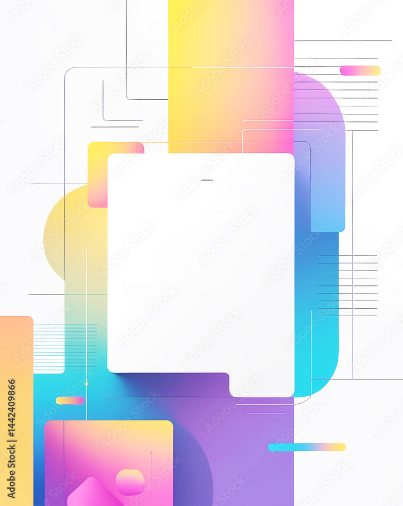 Aufkleber geometric shapes with gradient colors. The abstract composition is modern and vibrant, with a dynamic interplay of forms and hues