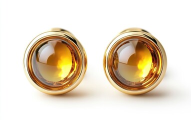 Gold cufflinks with amber stones