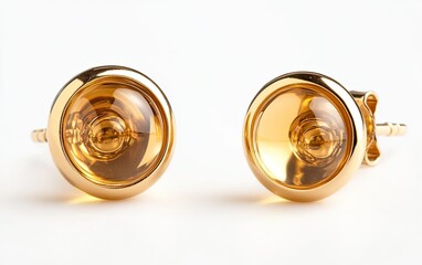 Elegant gold stud earrings with amber-colored gemstones