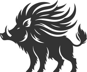Vector silhouette of a boar animal