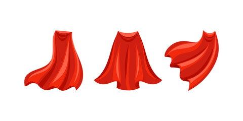 Red superhero cape flowing in different positions