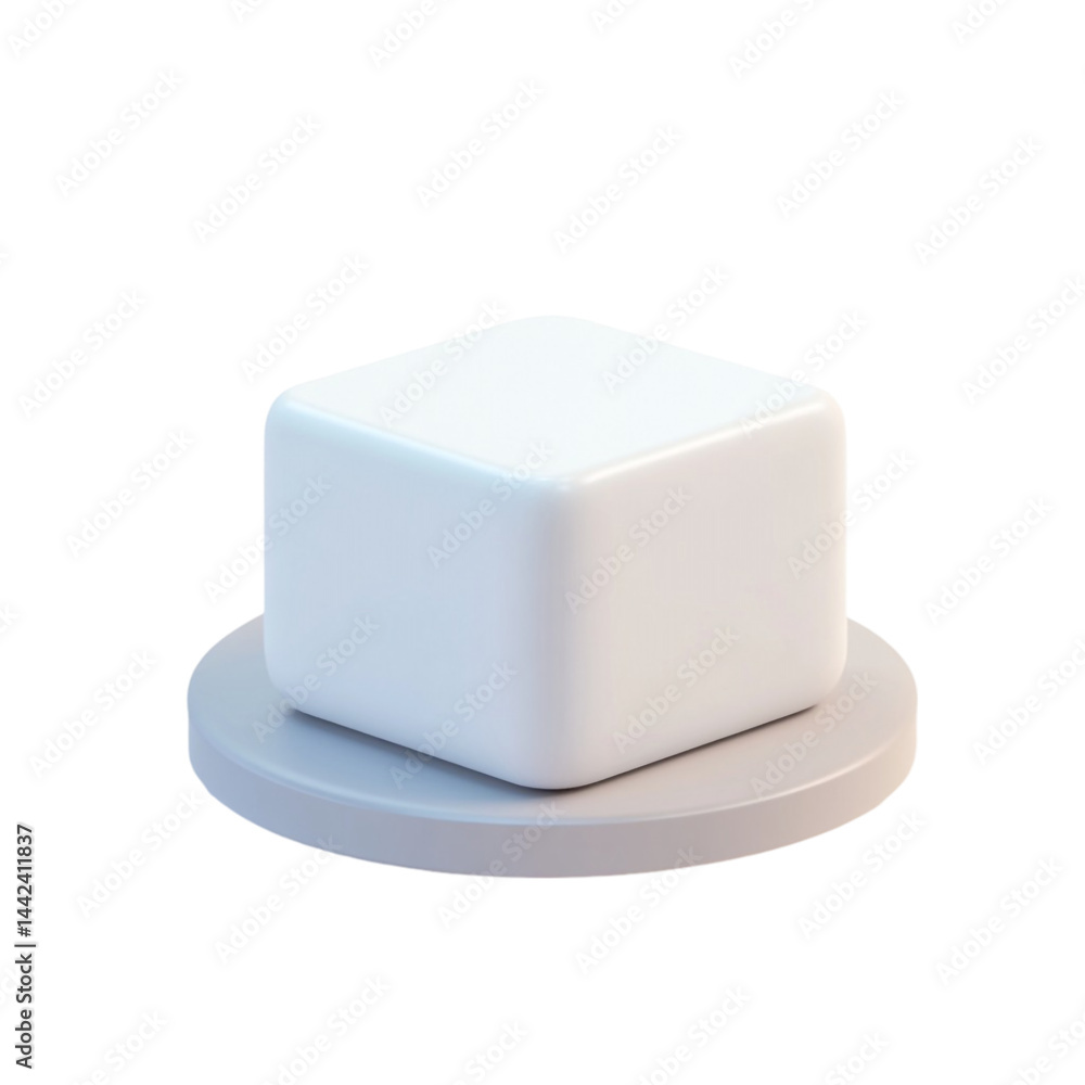 Poster white cube on a light gray round platform a simple product display