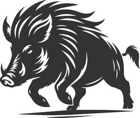 Vector silhouette of a boar animal