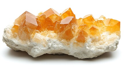 Amber-hued crystal cluster on matrix