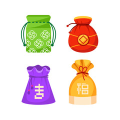 Four colorful lucky bags for Lunar New Year celebration