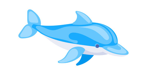 Cute cartoon dolphin swimming in the ocean
