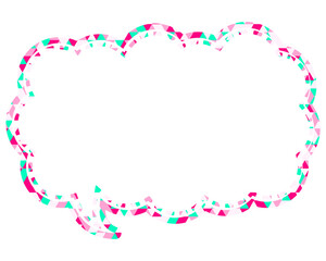ステンドグラス風吹き出し　三角形模様　細長い雲形