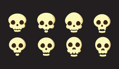 Set of skulls with expressions