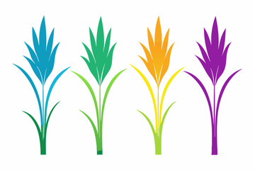 set of Grass Plant icon vector silhouette illustration isolated on white background