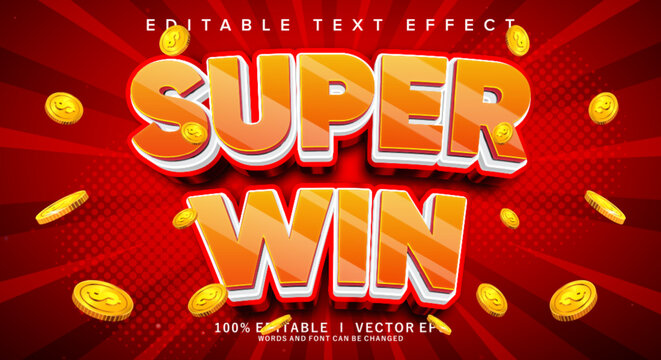 super win 3d vector text effect with modern style design