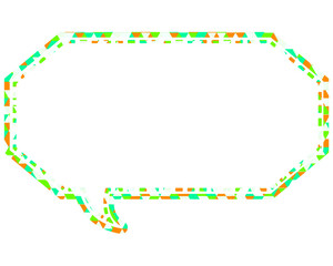 ステンドグラス風吹き出し　三角形模様　細長い八角形