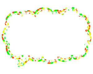 ステンドグラス風吹き出し　三角形模様　細長い雲形