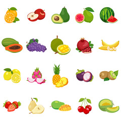 icon pack set of fresh tropical fruit vector images