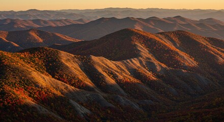 Naklejka premium Endless mountain waves in shades of autumn