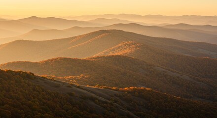 Fototapeta premium Layered ridges fading into autumn haze